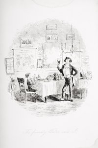 フレンドリーなウェイターと私、チャールズ・ディケンズ（1812-70）による「David Copperfield」のイラスト、1850年に初公開 作： Hablot Knight Browne